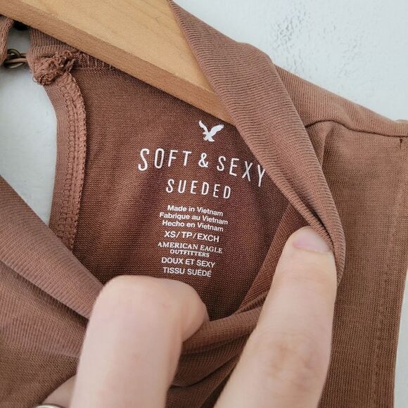 American Eagle Soft & Sexy Sueded Tank Modal Brown XS - Picture 3 of 8